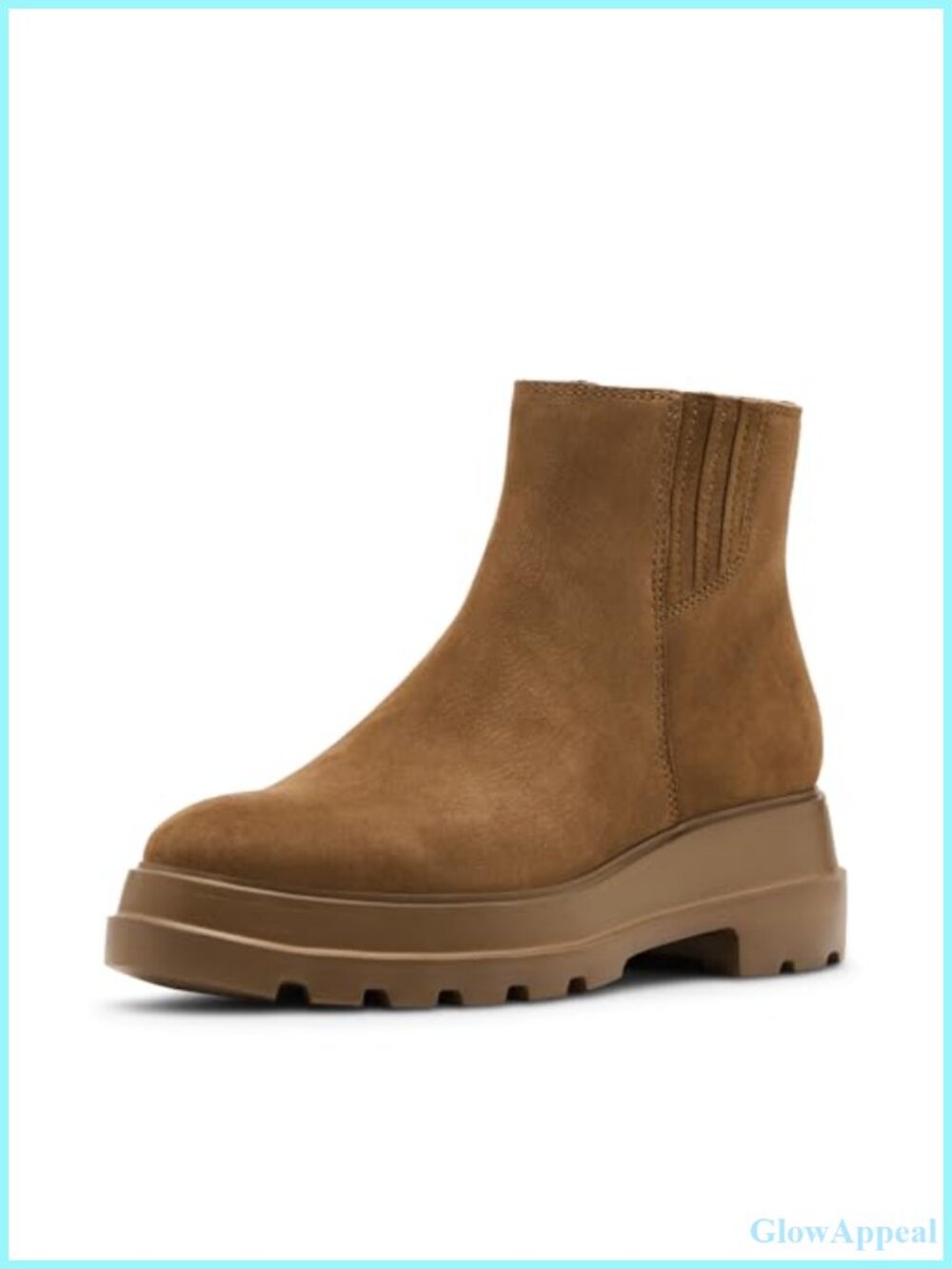 Suede Chelsea Ankle Boot Wedge Heel Closed Toe Mid-Top